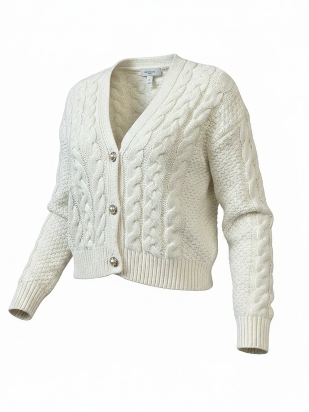 Abercrombie & Fitch Cable Knit Cardigan Cropped With Pearl Buttons Size XS